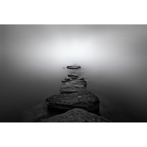 Stones Ii Black Modern Wood Framed Art Print by Guerola, Joaquin