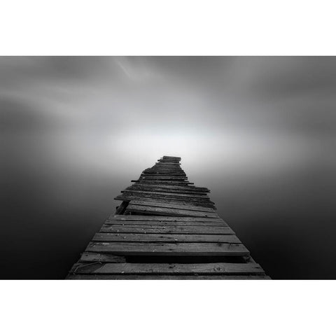 The Pier II Black Modern Wood Framed Art Print with Double Matting by Guerola, Joaquin