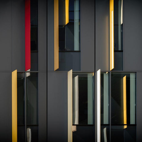 Windows Trilogy White Modern Wood Framed Art Print with Double Matting by Vangindertael, Luc