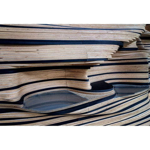 Abstract Mountain Landscape Black Modern Wood Framed Art Print by Van Maastricht, Henk