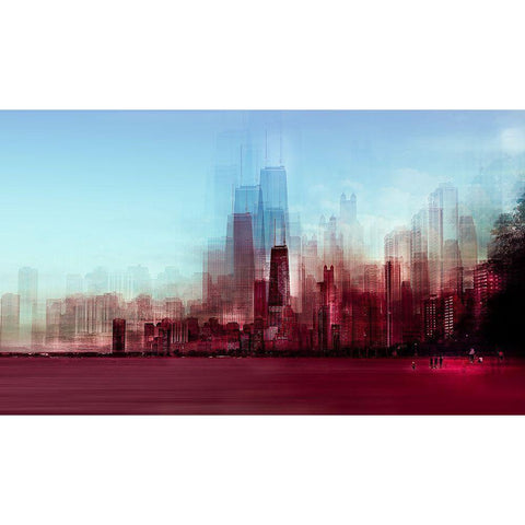 Red Chicago Gold Ornate Wood Framed Art Print with Double Matting by Chiriaco, Carmine