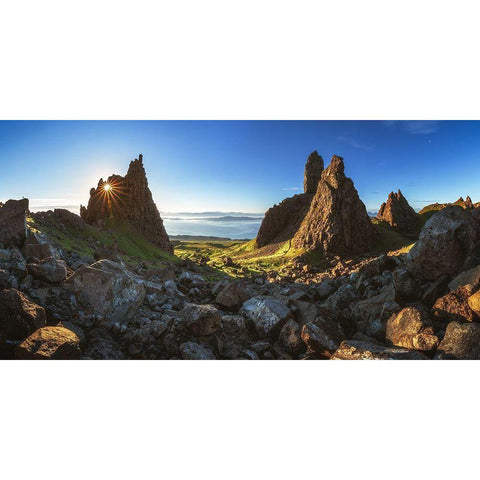 Scotland - The Storr Panorama White Modern Wood Framed Art Print by Claude Castor, Jean