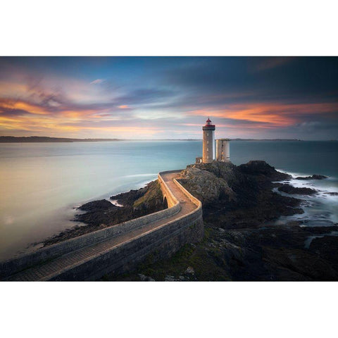 Le Phare Du Petit Minou White Modern Wood Framed Art Print by Carozzi, Fiorenzo