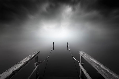 The Place White Modern Wood Framed Art Print with Double Matting by Guerola, Joaquin