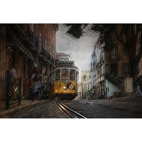 The Exciting Lisbon White Modern Wood Framed Art Print by C. Lobato, Jose