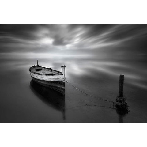 The Boat Ii White Modern Wood Framed Art Print by Guerola, Joaquin