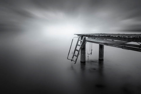 The Pier Iii White Modern Wood Framed Art Print with Double Matting by Guerola, Joaquin