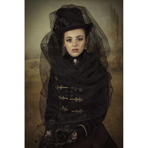 English Lady Black Modern Wood Framed Art Print by Kayen-Mouthaan, Carola