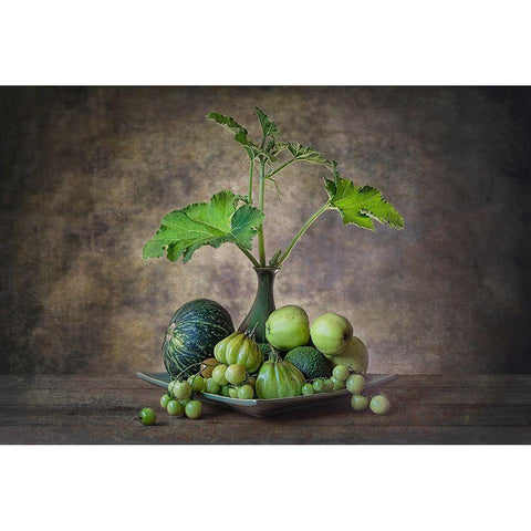 Greens From The Garden Gold Ornate Wood Framed Art Print with Double Matting by Jacobs, Lydia