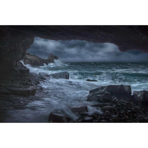 Byrons Cave White Modern Wood Framed Art Print by Lazzarotti, Paolo