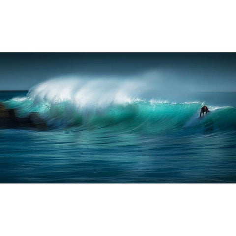 Riding The Wave Black Modern Wood Framed Art Print with Double Matting by Lazzarotti, Paolo