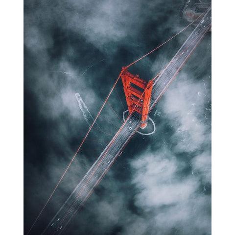 Ggb From Above White Modern Wood Framed Art Print by George, David