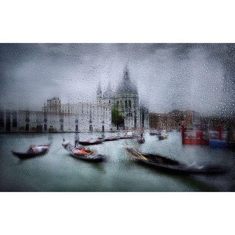 It Was Raining In Venice Black Modern Wood Framed Art Print with Double Matting by Osuna, Fran