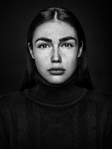 Project Faces [Romi] Black Ornate Wood Framed Art Print with Double Matting by Krystynek Mqep, Martin