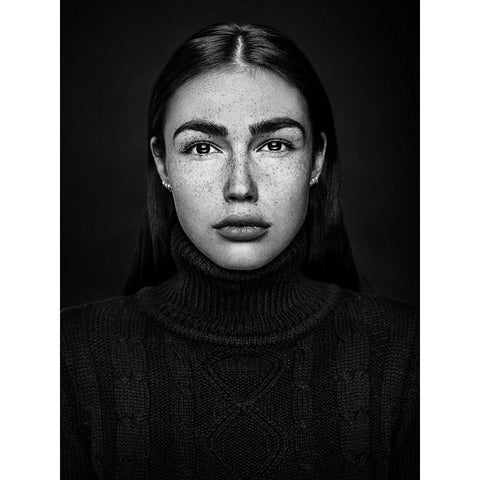 Project Faces [Romi] Black Modern Wood Framed Art Print with Double Matting by Krystynek Mqep, Martin