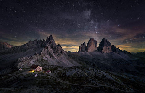 Tre Cime Di Lavaredo Black Ornate Wood Framed Art Print with Double Matting by Deng, Larry