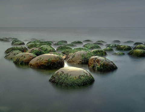 Bowling Ball Beach White Modern Wood Framed Art Print with Double Matting by W. Chen, Janice