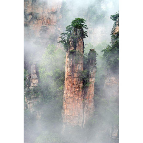 Zhangjiajie White Modern Wood Framed Art Print by Zhu, Hua