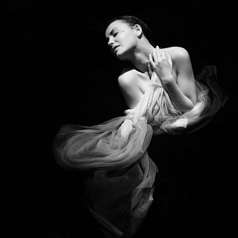 Mermaid Black Modern Wood Framed Art Print with Double Matting by Brackstone, Mel