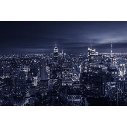 Blue City Gold Ornate Wood Framed Art Print with Double Matting by Ruiz Dueso, Jorge