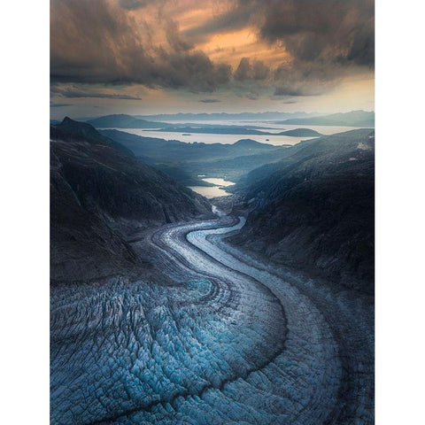 Snake Glacier Gold Ornate Wood Framed Art Print with Double Matting by S. Chia, James