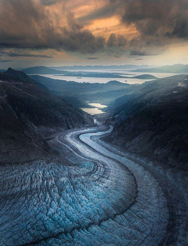 Snake Glacier White Modern Wood Framed Art Print with Double Matting by S. Chia, James