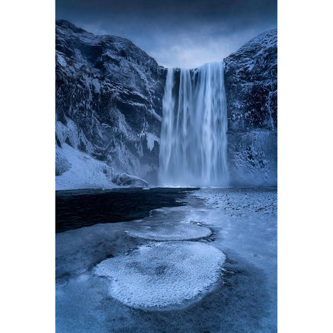 Skogafoss Black Modern Wood Framed Art Print with Double Matting by Zhu, Jingshu