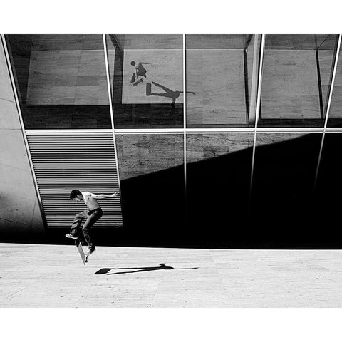 Skate Rider White Modern Wood Framed Art Print by Domenichi, Luca