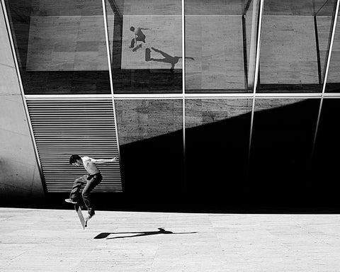 Skate Rider White Modern Wood Framed Art Print with Double Matting by Domenichi, Luca