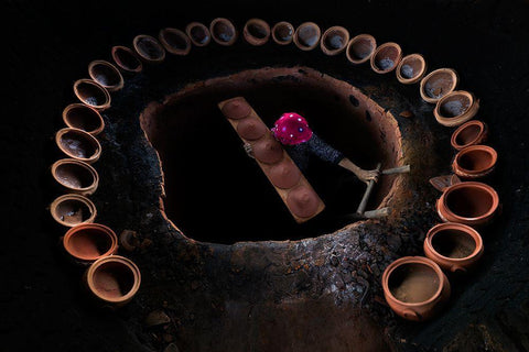 A?Apmlek White Modern Wood Framed Art Print with Double Matting by Baser, Caner