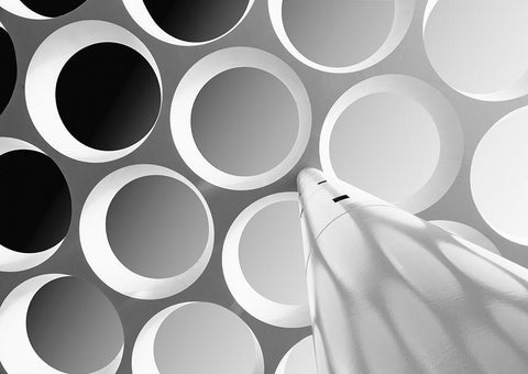 Around The Curves White Modern Wood Framed Art Print with Double Matting by Van Son, Greetje