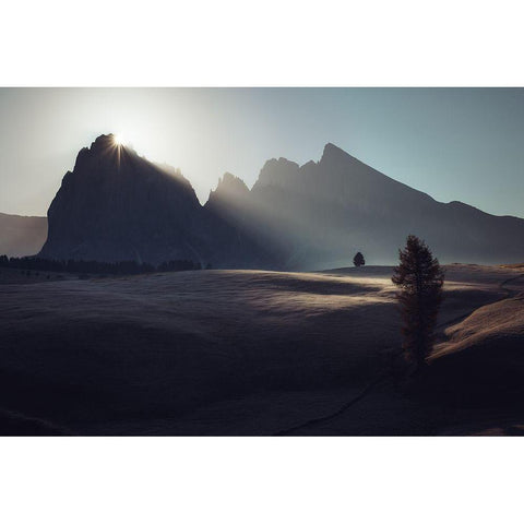 Morning In Dolomites Gold Ornate Wood Framed Art Print with Double Matting by Anton, Rostovskiy