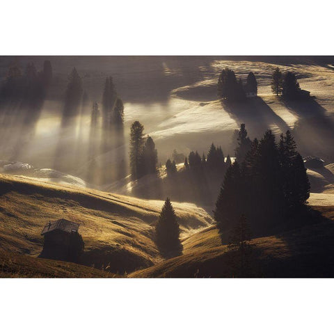 Sunrise In Dolomites Black Modern Wood Framed Art Print by Anton, Rostovskiy