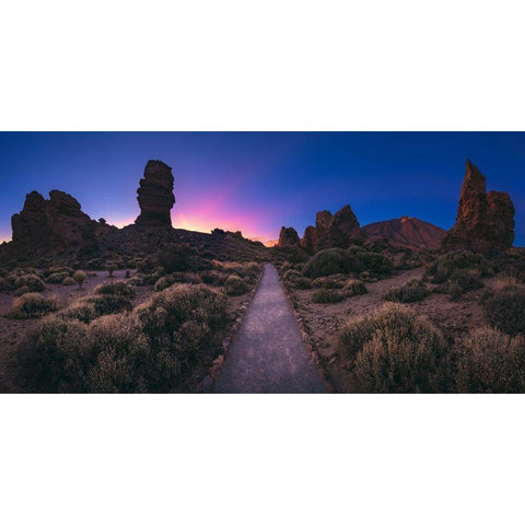Tenerife - Canadas Del Teide Panorama White Modern Wood Framed Art Print by Claude Castor, Jean