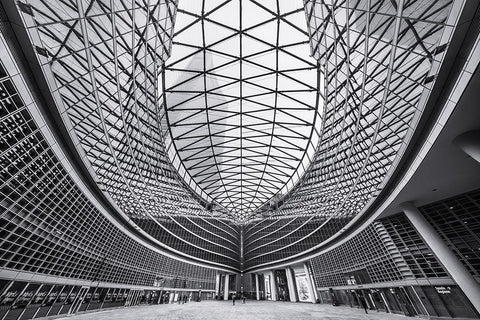 Diapason White Modern Wood Framed Art Print with Double Matting by Tagliarino, Marco