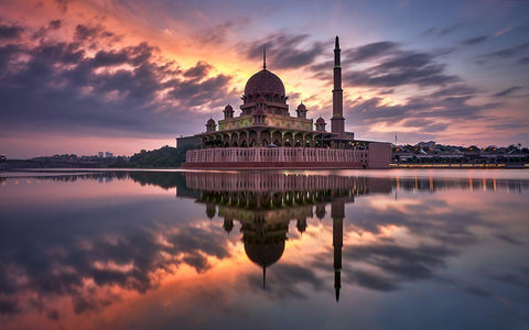 Masjid Putrajaya White Modern Wood Framed Art Print with Double Matting by M. Garcia, Jesus