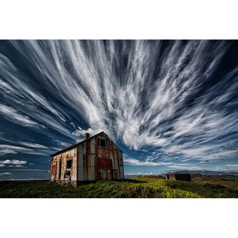 Rusty Cabin Black Modern Wood Framed Art Print with Double Matting by H. Ingibergsson, Torsteinn