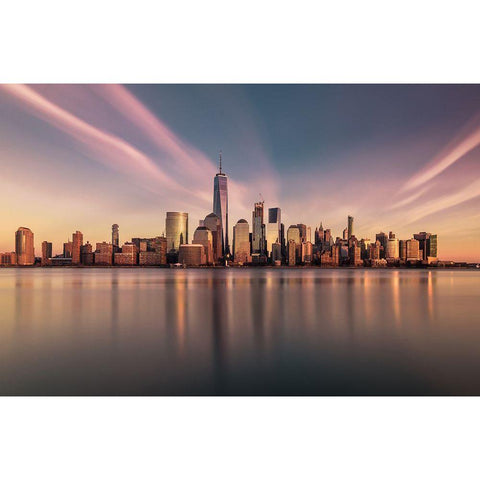 Golden Manhattan Black Modern Wood Framed Art Print by Dai, Wei