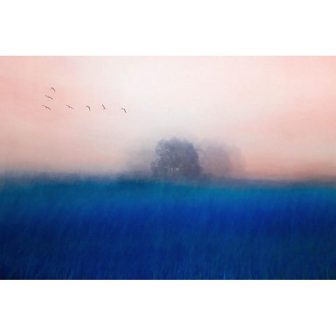 The Tree On The Blue Black Modern Wood Framed Art Print by Yang, Chunggook