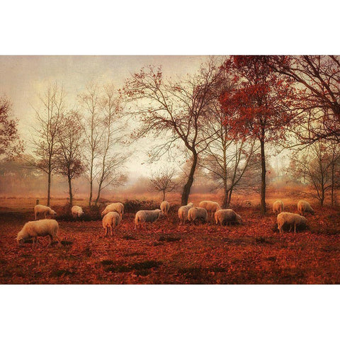 Last Days Of Autumn Gold Ornate Wood Framed Art Print with Double Matting by Van Deelen, Ellen