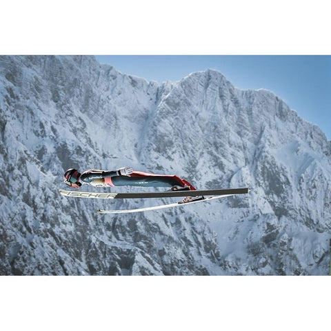 Ski Jumping Black Modern Wood Framed Art Print with Double Matting by Pristov, Aljaz
