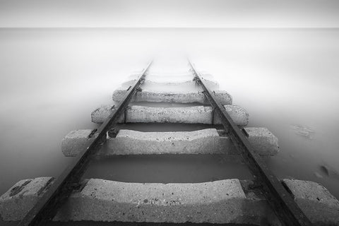 Towards The Sea Black Ornate Wood Framed Art Print with Double Matting by Xu, Tony