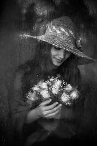 Flower White Modern Wood Framed Art Print with Double Matting by Nisan Kandilcioglu, Ummu