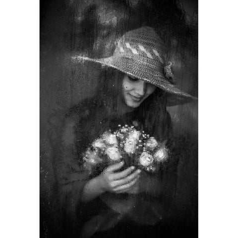 Flower Black Modern Wood Framed Art Print with Double Matting by Nisan Kandilcioglu, Ummu