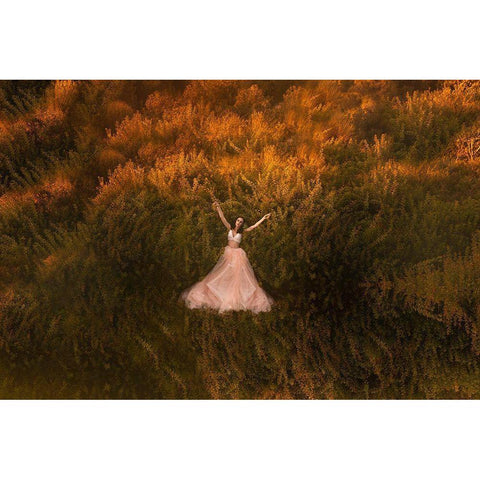 Natalia In The Field Gold Ornate Wood Framed Art Print with Double Matting by Darzi, Mike