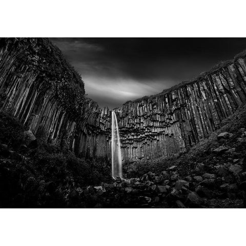 Svartifoss Waterfall Black Modern Wood Framed Art Print with Double Matting by Digalakis, George