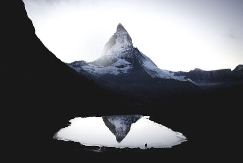 Matterhorn White Modern Wood Framed Art Print with Double Matting by Ziomek, Witold