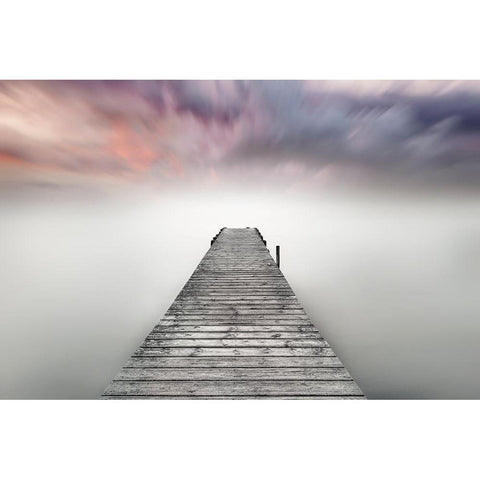 Quay White Modern Wood Framed Art Print by Guerola, Joaquin