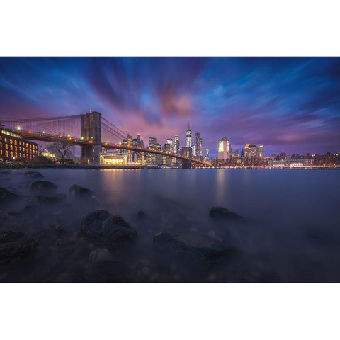 Brooklyn Dusk White Modern Wood Framed Art Print by F. Turienzo, Carlos