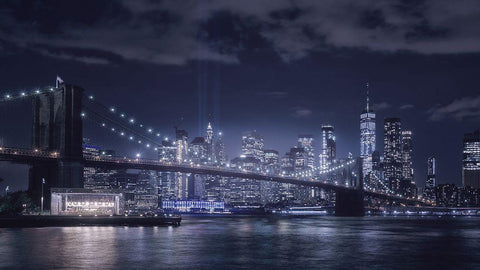 Dark City White Modern Wood Framed Art Print with Double Matting by Luismasu